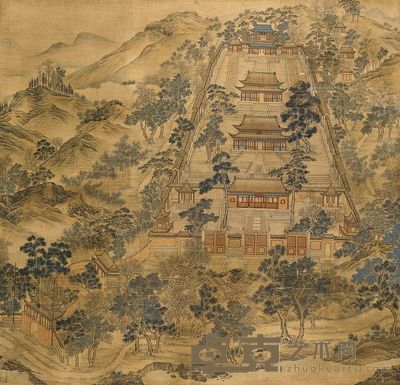卢湛 仙楼玉宇 立轴 108×112cm