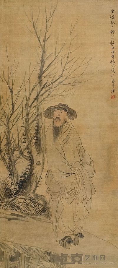 任颐 1893年作 高仕访友图 立轴 117×51cm