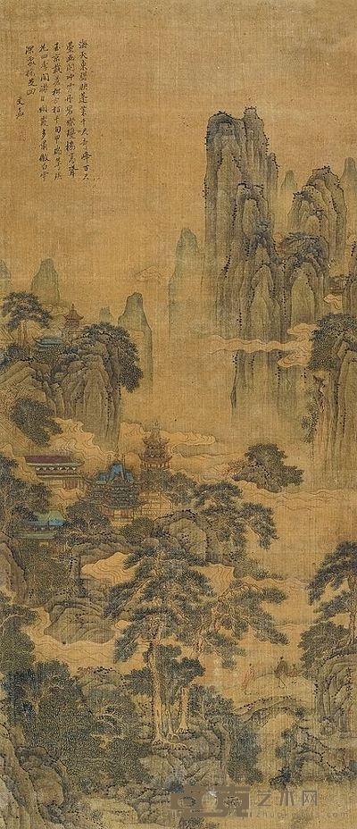 文嘉 仙楼玉宇 立轴 97×41.5cm