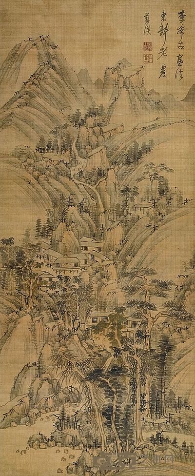 蓝瑛 苍松丘壑 立轴 132×54cm