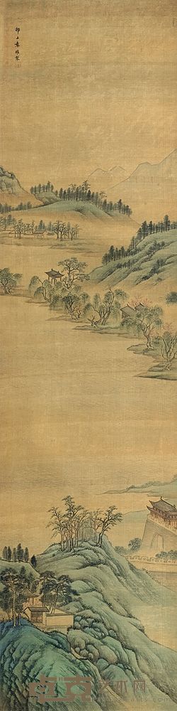 袁耀 (款) 西湖胜景 四屏 199×49.5cm×4