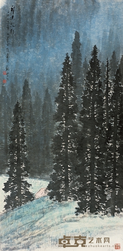 张仃 1979年作 山中亭阁 镜心 67×46cm