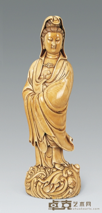 清 象牙雕渡海观音立像 高27cm