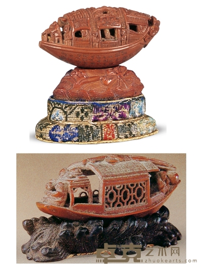 清咸丰 橄榄核微雕东坡怀古摆件 长4.3cm