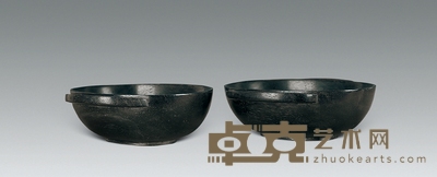 清乾隆 紫檀木雕羽觞 （一对） 长9.2cm