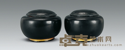 清 竹雕髹漆围棋罐 （一对） 直径11cm