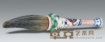 明万历 五彩云龙纹笔杆 长20cm