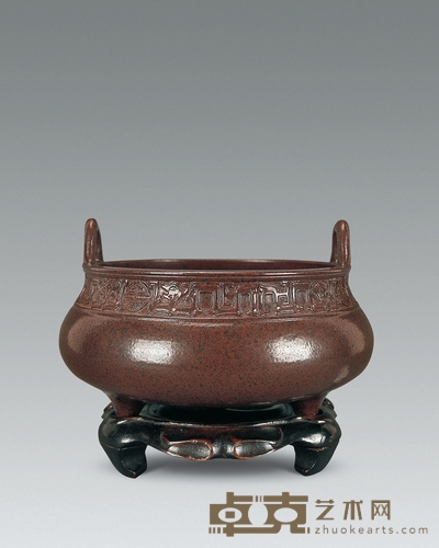 清乾隆 古铜彩刻夔纹香炉 直径48cm