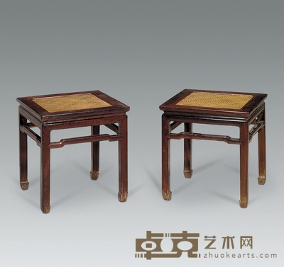 清 红木方凳 （一对） 48.5×48.5×50cm