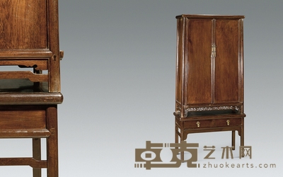 清 鸡翅木带屉圆角柜 （上下二节） 76.5×37.5×177cm