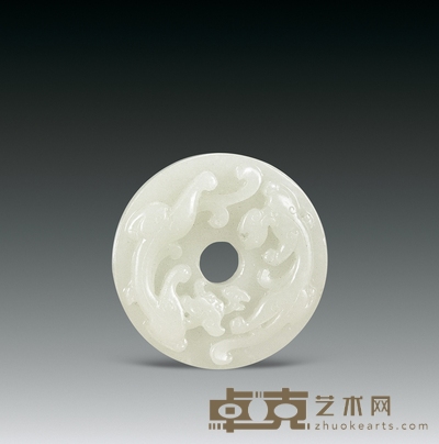 清中期 白玉雕岁岁平安璧 直径5.3cm