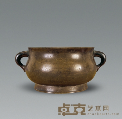 明中期 铜蚰耳香炉 直径11cm