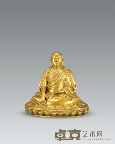 明早期 铜鎏金达赖三世坐像 高20cm