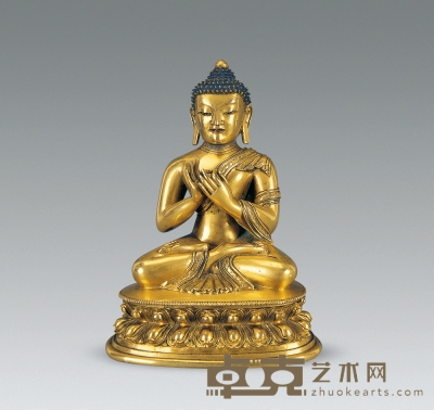 清乾隆 铜鎏金释迦牟尼佛坐像 高17cm