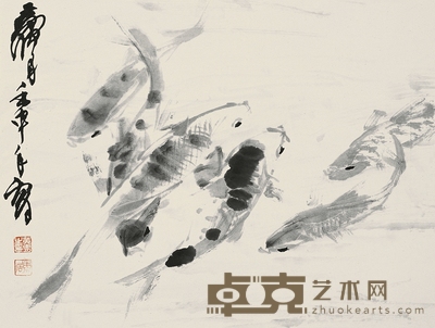 黄胄 1992年作 游鱼图 镜心 33×44.5cm