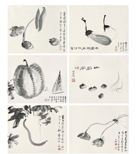 张大千 瓜果 （六幅） 镜心