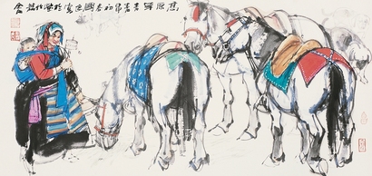 史国良 2004年作 高原草青青 镜心