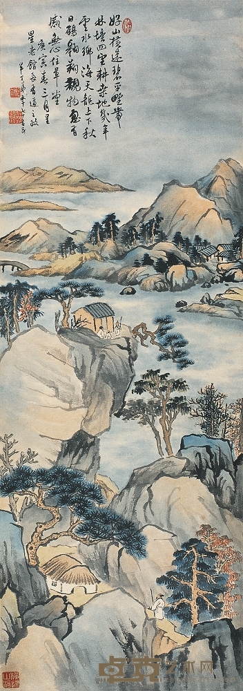 陈半丁 1950年作 山水 立轴 69.5×28cm
