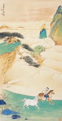 慕凌飞 松山纵马 立轴