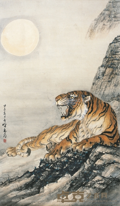 高奇峰 1924年作 虎 立轴 157×92cm