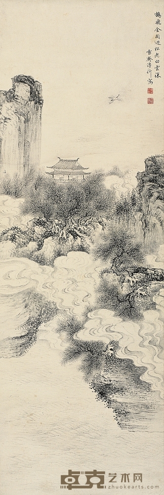 溥伒 山水 立轴 92×31cm