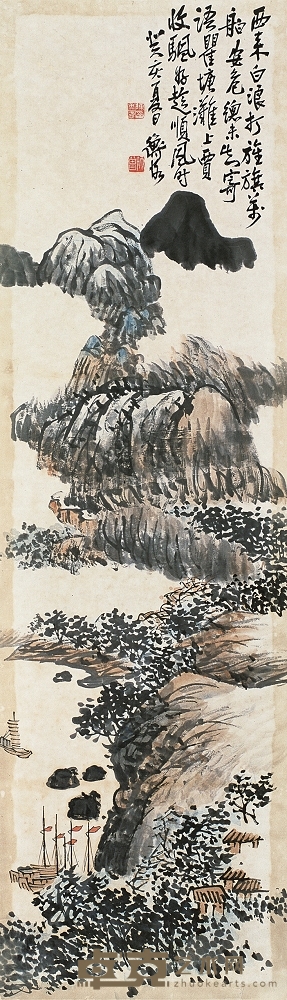 陈师曾 1923年作 山水 镜心 135×39cm