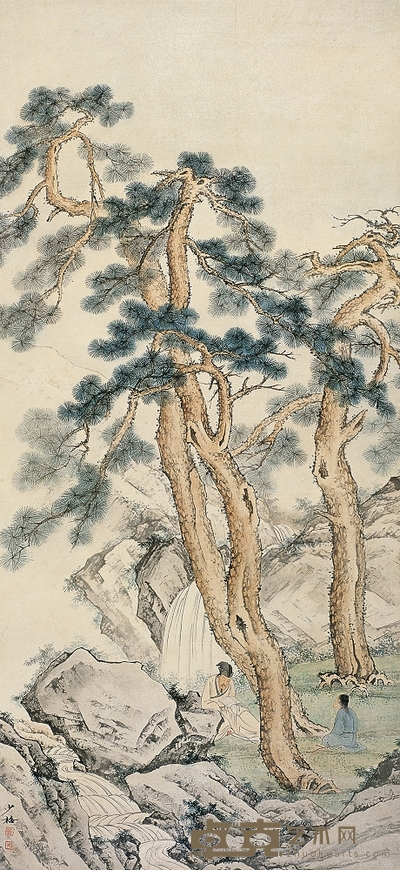陈少梅 松下高士 立轴 107×47cm