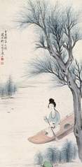 许昭 丁丑(1937年)作 渔妇 立轴