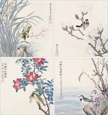 陆抑非 壬午(1942年)作 花鸟 （四帧） 镜心