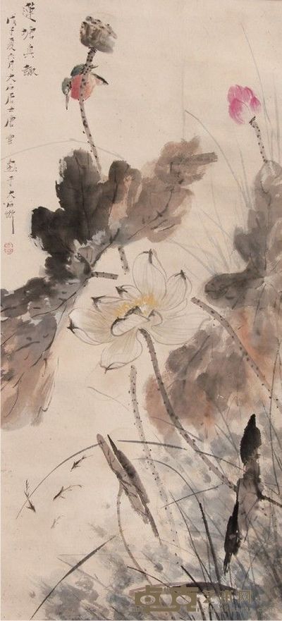 唐云花鸟镜片 120×56