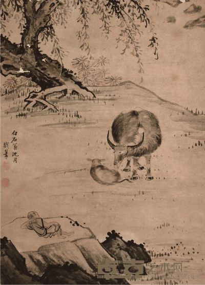 沈周牛图立轴 73×53