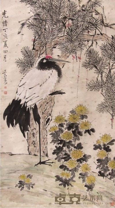 虚谷松鹤立轴 159×91
