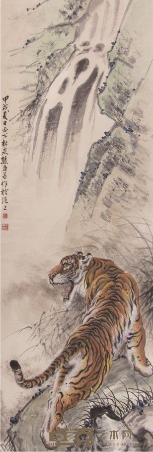 熊松泉虎立轴 106×35