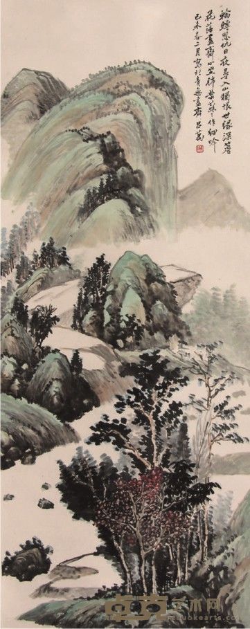 吕万山水立轴 119×47