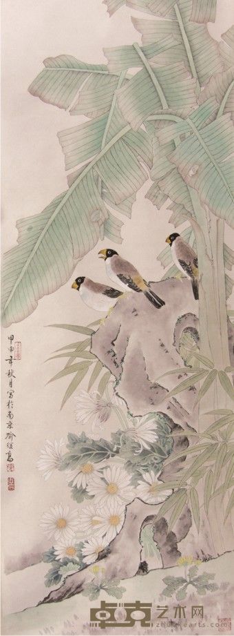 喻继高花鸟立轴 140×50