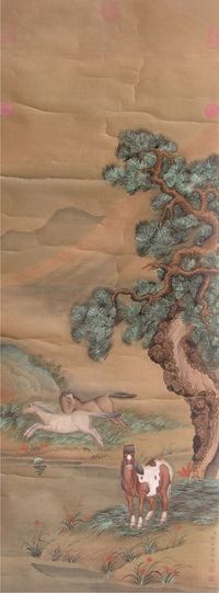 郎世宁骏马图绢本立轴