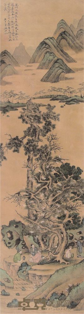 钱杜绢本山水立轴 108×29