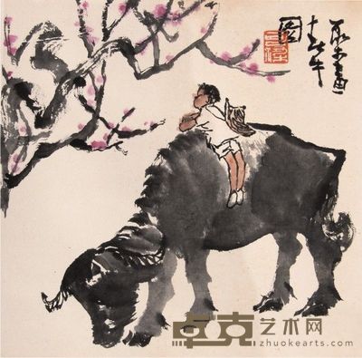 李可染牧牛立轴 33×34