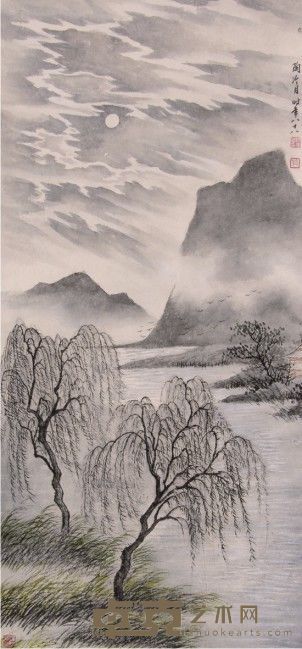 陶冷月山水立轴 86×41