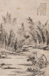 钱杜山水立轴