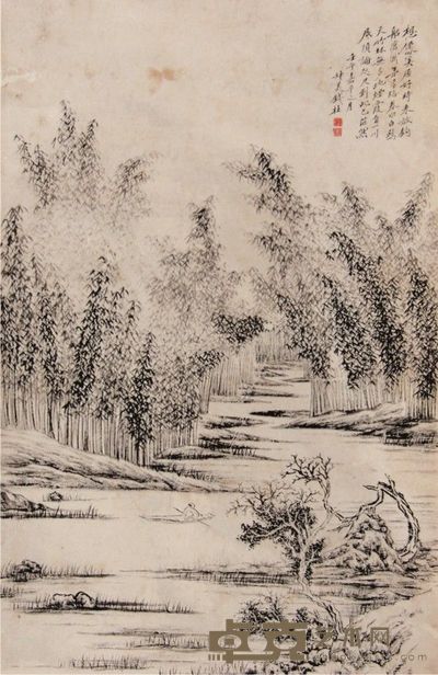 钱杜山水立轴 62×39