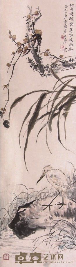 唐云花鸟立轴 119×34