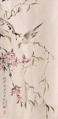 唐云花鸟立轴
