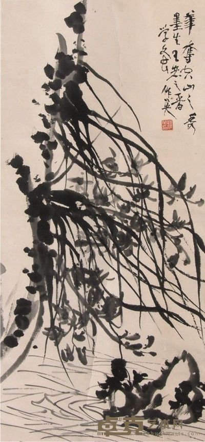 蒲华兰石立轴 74×35