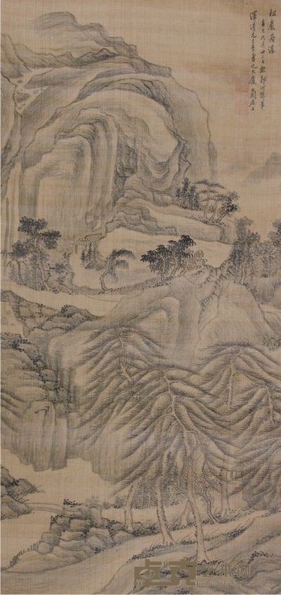 张石园山水立轴 72×35