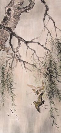 黄幻吾花鸟立轴