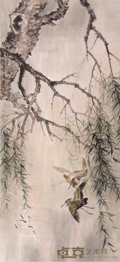 黄幻吾花鸟立轴 102×48