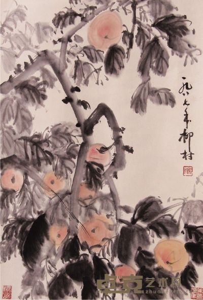 柳村花卉立轴 68×46