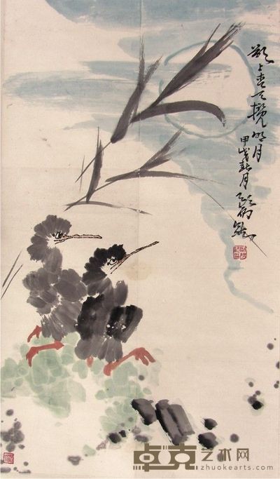欧阳龙花鸟立轴 92×53