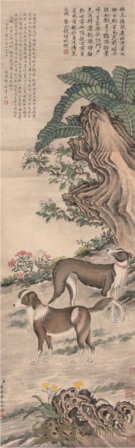 郎世宁动物立轴 108×33
